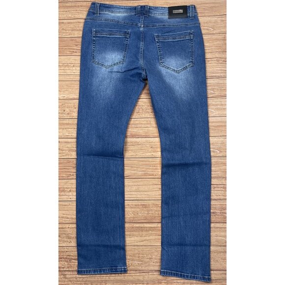 Vassari Mens Low Rise  Skinny Leg Blue Denim Jeans Size 36x32 - Picture 2 of 10